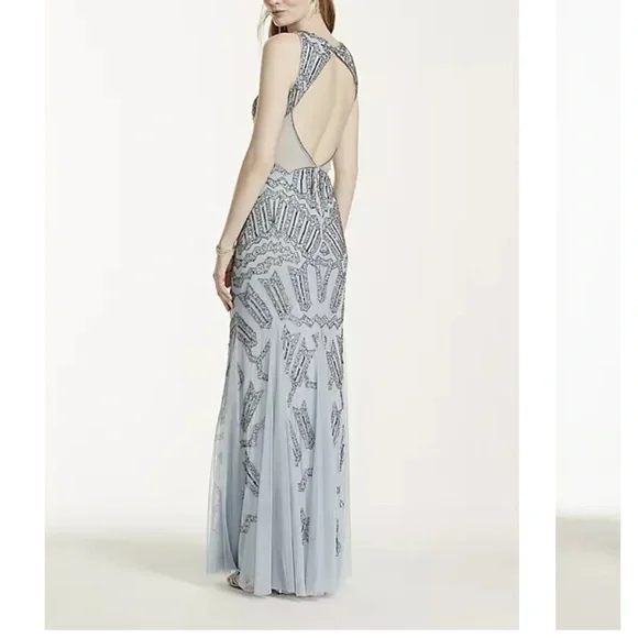 Adrianna Papell Sleeveless
Beaded Mermaid Gown In Blue size 8 - Picture 2 of 15